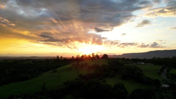 Sunset Sky Rural Landscape Countryside Landscape Country Green Field Environmental — Video