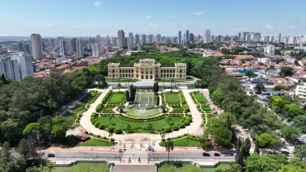 Independence Museum Ipiranga Park Sao Paulo Brazil Monument Leisure Flag — стоковое видео