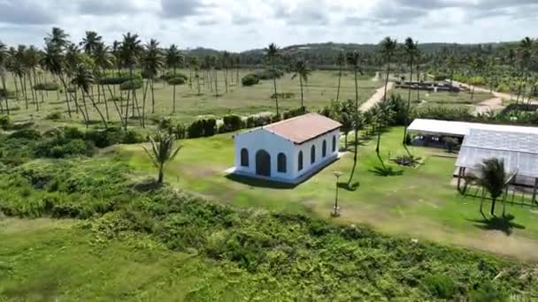 Ориентировочная Церковь Сан Мигель Дос Милагрес Алагоасе Бразилия Известная Церковь — стоковое видео