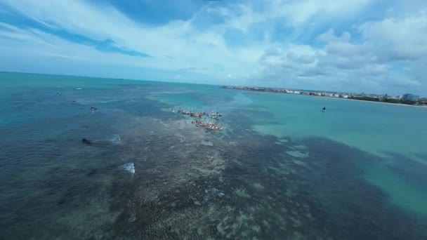 Természetes Medencék Maceio Ban Alagoas Brazíliában Korallzátonyok Öbölvize Természeti Táj — Stock videók