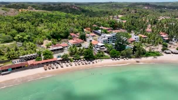 Strandscen Vid Japaratinga Alagoas Brasilien Turismlandskap Karibisk Bakgrund Resor Landskap — Stockvideo