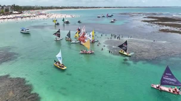 Porto Polli Spiaggia Ipojuca Pernambuco Brasile Coral Reef Bay Water — Video Stock