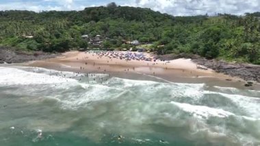 Bahia Brezilya, Itacare 'deki Tiririca Plajı. Turizm arazisi. Doğa Arkaplanı. Seyahat Manzarası. Tatil Varış Yeri. Göz kamaştırıcı sahne. Bahia Brezilya 'da Itacare' de Tiririca Plajı.
