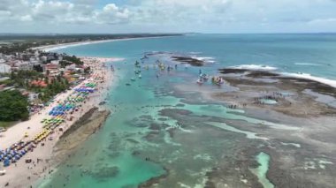 Pernambuco Brezilya 'daki Tavukların Limanı' ndaki Doğa Havuzu. Egzotik Körfez Suyu. Doğa manzarası. Paradisiac Manzarası. Seyahat güzergahı. Pernambuco Brezilya 'daki Tavuk Sahili Limanı' nda Doğa Havuzu.