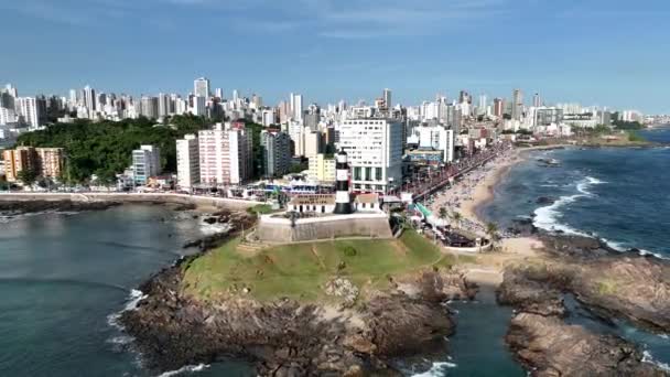 Faro Barra Salvador Bahía Brasil Paisaje Viaje Fondo Del Centro — Vídeos de Stock