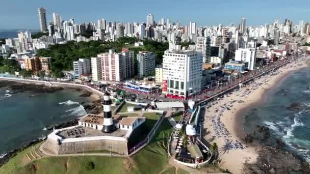 Fyrtornet Salvador Bahia Brasilien Reselandskap Bakgrund Centrum Turistmål Semestermål Fantastisk — Stockvideo