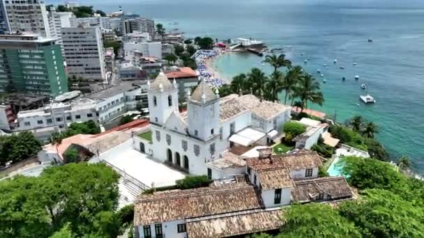 Coast Church Salvador Bahia Brazil Travel Landscape Downtown Background Tourism — Stock Video