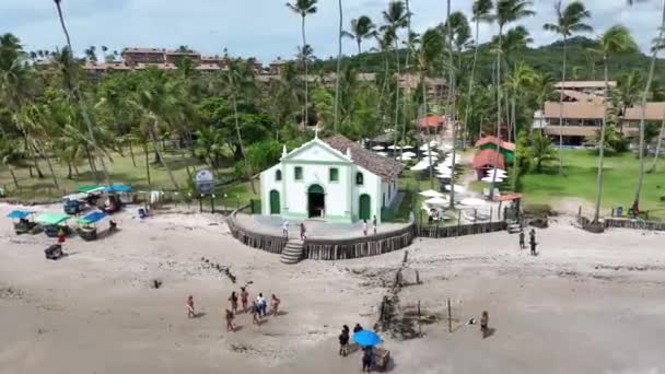 Εκκλησία Carneiros Στην Παραλία Carneiros Στο Pernambuco Της Βραζιλίας Διάσημη — Αρχείο Βίντεο