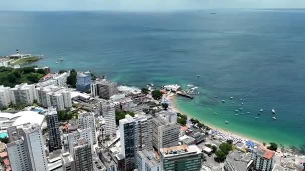 Cidade Costeira Salvador Bahia Brasil Paisagem Viagem Downtown Background Destinos — Vídeo de Stock