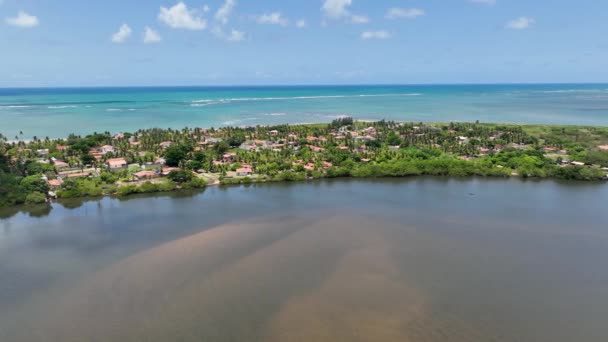 Manguaba Joki Japaratingassa Brasiliassa Matkailumaisema Karibian Tausta Matkailumaisemia Lomakohteet Merenrantakohtaus — kuvapankkivideo