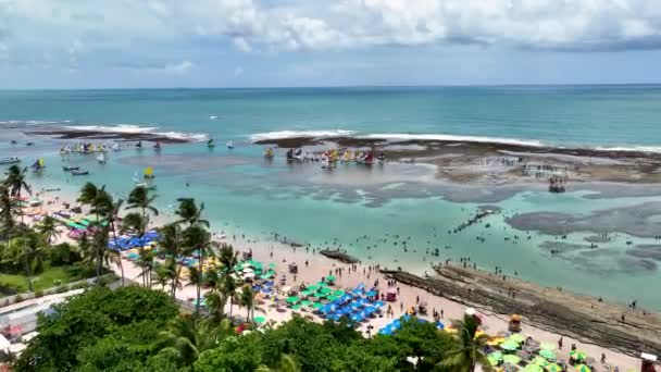Natuurlijke Zwembaden Haven Van Kippen Pernambuco Brazilië Exotisch Bay Water — Stockvideo