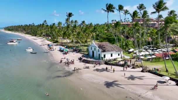 Carneiros Kerk Carneiros Strand Pernambuco Brazilië Beroemde Kerk Natuurlandschap Achtergrondlandschap — Stockvideo