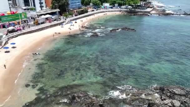 Playa Barra Salvador Bahía Brasil Paisaje Viaje Fondo Del Centro — Vídeos de Stock