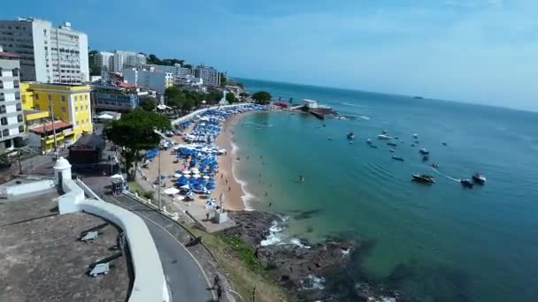 Playa Barra Salvador Bahía Brasil Paisaje Viaje Fondo Del Centro — Vídeos de Stock