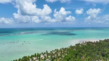 Alagoas Brezilya 'daki Maragogi Tropik Plajı. Turizm arazisi. Karayip arka planı. Seyahat Manzarası. Tatil Tatilleri. Deniz kenarı sahnesi. Alagoas Brezilya 'daki Maragogi Tropik Plajı.