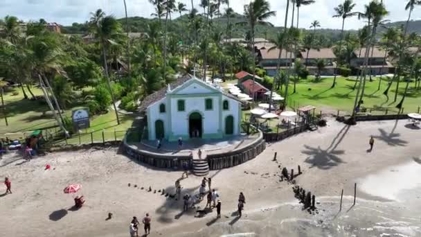Słynny Kościół Carneiros Beach Pernambuco Brazylia Słynny Kościół Krajobraz Natury — Wideo stockowe
