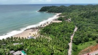 Bahia Brezilya 'daki Itacare sahil plajı. Turizm arazisi. Doğa Arkaplanı. Seyahat Manzarası. Tatil Tatilleri. Deniz kenarı sahnesi. Bahia Brezilya 'daki Itacare sahil plajı..