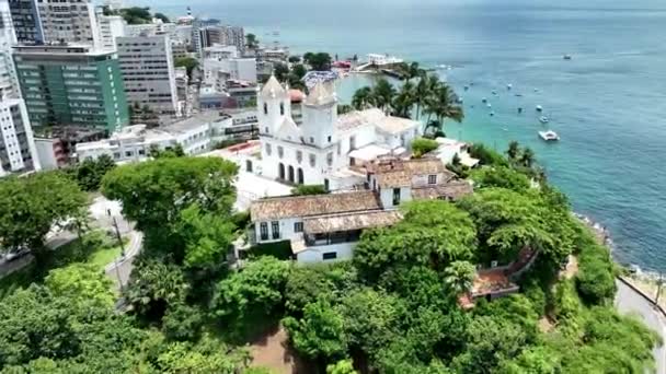 Bahia Brezilya Daki Salvador Daki Aziz Antonio Kilisesi Seyahat Arazisi — Stok video