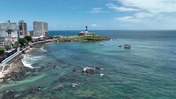 Маяк Барра Сальвадоре Баия Бразилия Пейзаж Путешествия Центре Города Туризм — стоковое видео