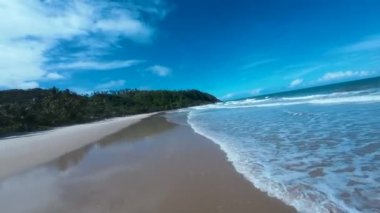 Bahia Brezilya, Itacare 'deki Itacarezinho Plajı. Turizm arazisi. Doğa Arkaplanı. Seyahat Manzarası. Tatil Tatilleri. Deniz kenarı sahnesi. Bahia Brezilya 'daki Itacare' de Itacarezinho Plajı.