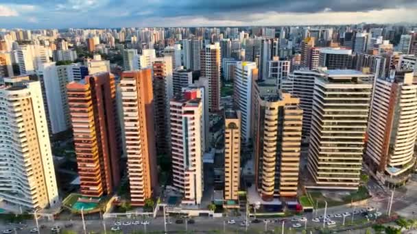 Coast Buildings Fortaleza Ceara Brazil Центр Міста Міський Цитадель Пляжний — стокове відео