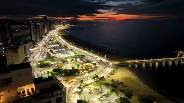 Sunset Skyline Fortaleza Ceará Brasil Centro Cidade Urban Cityscape Paisagem — Vídeo de Stock