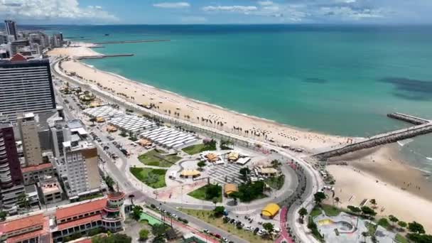 Strandlandschaft Bei Fortaleza Auf Ceara Brasilien Innenstadt Stadtbild Strandlandschaft Stadtlandschaft — Stockvideo