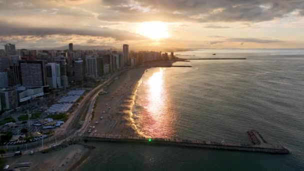 Sunset Skyline Fortaleza Ceara Brazil Центр Міста Міський Цитадель Пляжний — стокове відео