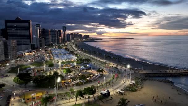 Sunset Sky Fortaleza Ceara Brazil Центр Міста Міський Цитадель Пляжний — стокове відео