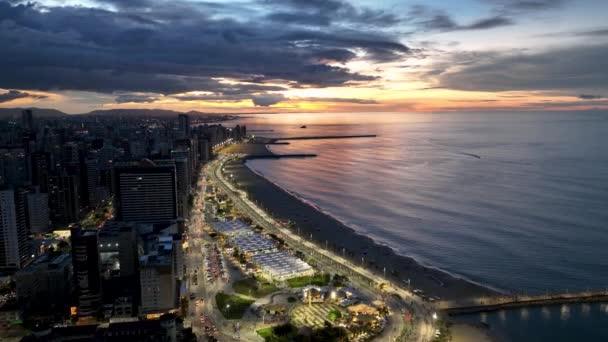 Sunset Beach Fortaleza Ceará Brasil Centro Cidade Urban Cityscape Paisagem — Vídeo de Stock