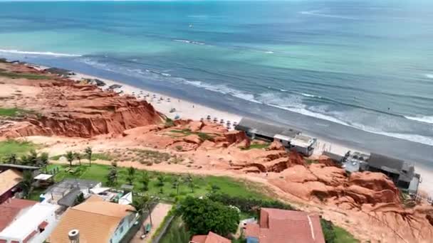 Ceara Brezilya Daki Fortaleza Kırık Kano Plajı Bay Water Sahil — Stok video