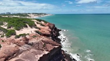 Rio Grande do Norte Brazil 'deki Parnamirim' de Manzaralı Kanyonlar. Bay Water Sahil Hattı. Sahil Seyahati. Tatil manzarası. Beach Seascape 'de. Rio Grande do Norte Brezilya 'da Parnamirim' de Manzaralı Kanyonlar.