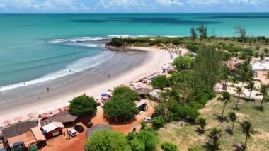 Rio Grande do Norte Brazil 'deki Sao Miguel do Gostoso' da Tourinhos Plajı. Deniz Burnu Manzarası. Sahil Kumulları. Güzellik doğası. Rio Grande do Norte Brezilya 'da Sao Miguel do Gostoso' da Tourinhos Plajı.