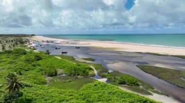 Rio Grande do Norte Brazil 'deki Fire River' daki nehir manzarası. Nehir Manzarası. Plaj manzarası. Gölet Doğa. Rio Grande do Norte Brazil 'deki Ateş Nehri' ndeki nehir manzarası.
