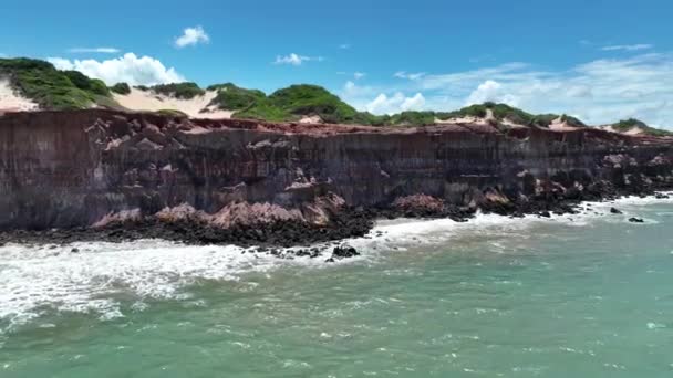 Acantilados Playa Parnamirim Río Grande Norte Brasil Bay Water Coastline — Vídeo de stock