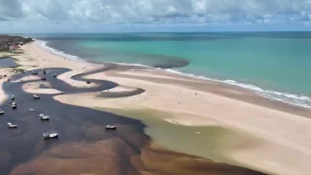Punau Fluss Rio Fogo Rio Grande Norte Brasilien Flusslandschaft Strandlandschaft — Stockvideo