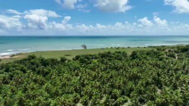 Rio Grande do Norte Brazil 'deki Sault Gölü' nde Manzaralı Göl. Riverside Manzarası. Kırsal arka plan. Gölet Doğa. Rio Grande do Norte Brezilya 'daki Sault Gölü' nde Manzaralı Göl.