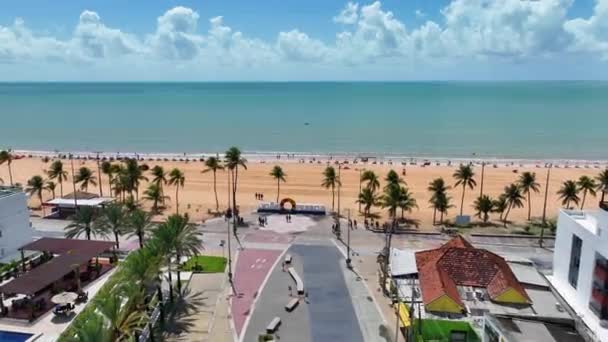 Bezienswaardig Plein Bij Joao Pessoa Paraiba Brazilië Strandachtergrond Kustlijn Landschap — Stockvideo