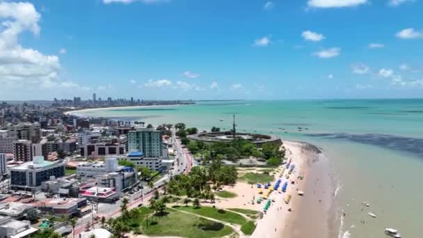 Paraiba Brezilya Daki Joao Pessoa Plaj Sahnesi Sahil Arkaplanı Sahil — Stok video