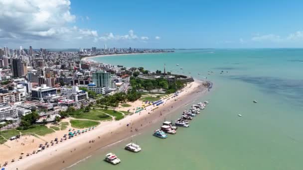 Beach Landskap Vid Joao Pessoa Paraiba Brasilien Beach Bakgrund Kustlinjen — Stockvideo