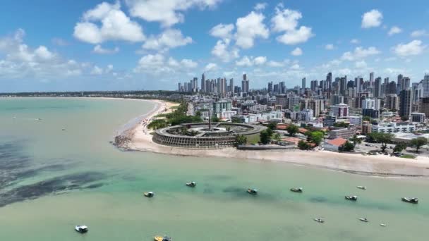 Plaża Tambau Joao Pessoa Paraiba Brazylia Krajobraz Nadmorski Wybrzeże Miejskie — Wideo stockowe