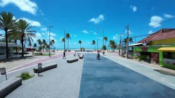 Słynny Plac Joao Pessoa Paraiba Brazylia Krajobraz Nadmorski Wybrzeże Miejskie — Wideo stockowe
