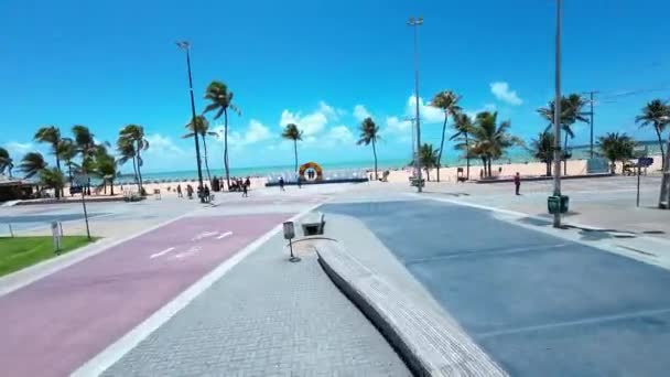Busto Tamandare在巴西巴拉巴的Joao Pessoa 沿海海滨 海岸海岸海岸海岸市中心的城市景观 Busto Tamandare在巴西巴拉巴的Joao Pessoa — 图库视频影像
