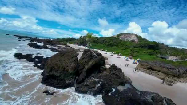 巴西巴拉巴Joao Pessoa的Tambaba海滩 户外景观 自然海滩 自然背景 夏天旅行 Joao Pessoa Paraiba巴西的Tambaba海滩 — 图库视频影像