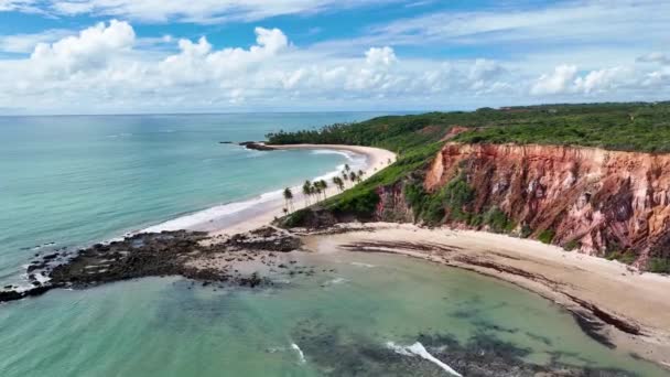 Coqueirinho Beach Joao Pessoa Paraiba Brazil Открытый Ландшафт Пляж Естественный — стоковое видео
