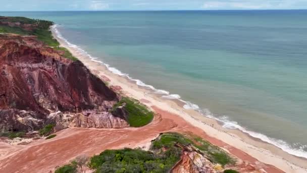 Заброшенный Пляж Конде Бразильском Штате Парайба Пляжный Пейзаж Путешествия Фон — стоковое видео