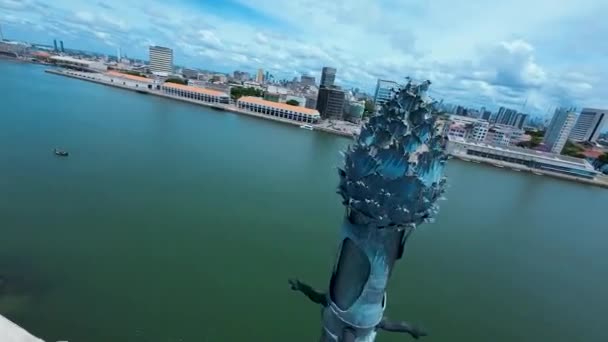 Skulpturpark Vid Recife Pernambuco Brasilien Stadsbilden Landskap Stadsdelen Bakgrund Centrum — Stockvideo