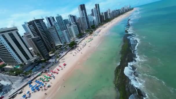 Pernambuco Brezilya Daki Recife Ünlü Bir Plaj Şehir Peyzajı Şehir — Stok video