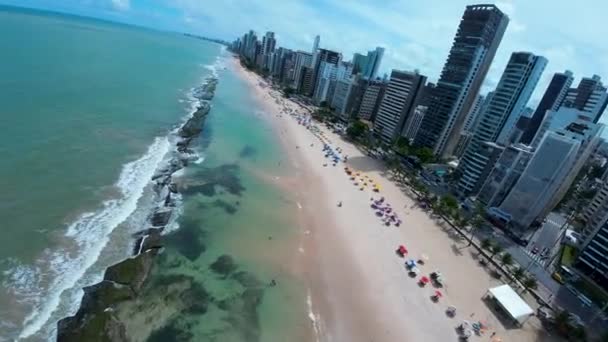 Praia Boa Viagem Recife Pernambuco Brasil Paisagem Paisagem Urbana Distrito — Vídeo de Stock