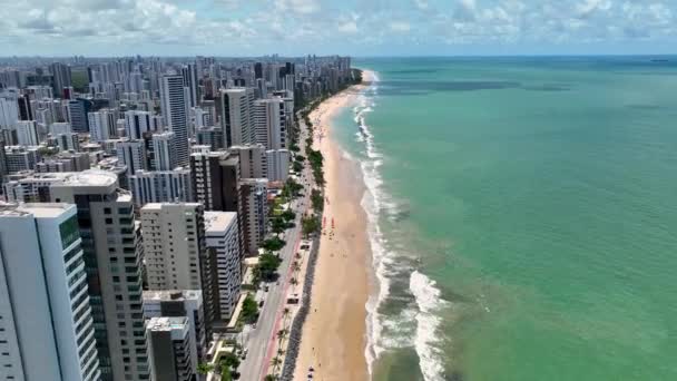 Pernambuco Brezilya Daki Recife Ünlü Bir Plaj Şehir Peyzajı Şehir — Stok video